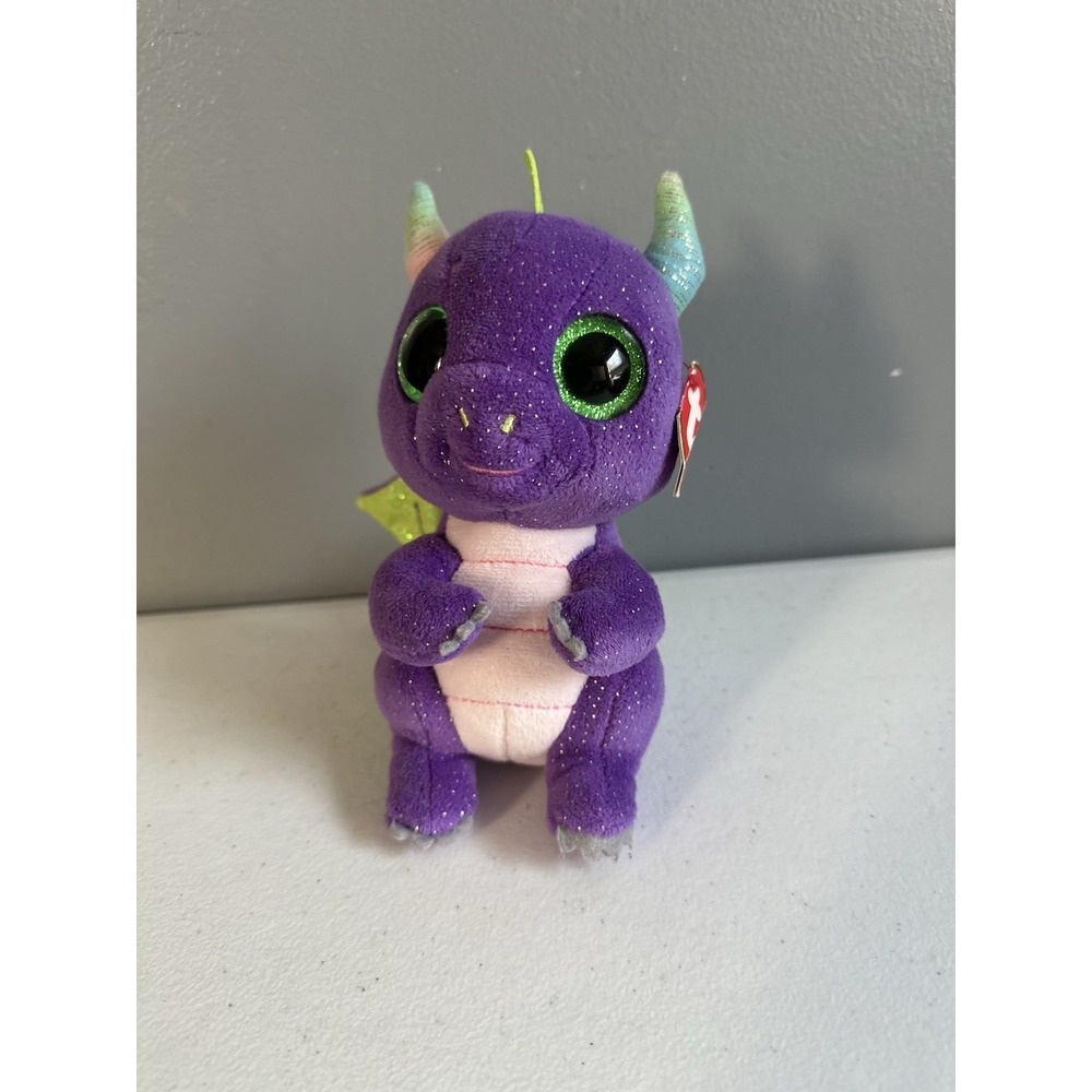 TY Beanie Boos 2024 Daphne Purple Green Sparkle Dragon 6" Plush NWT